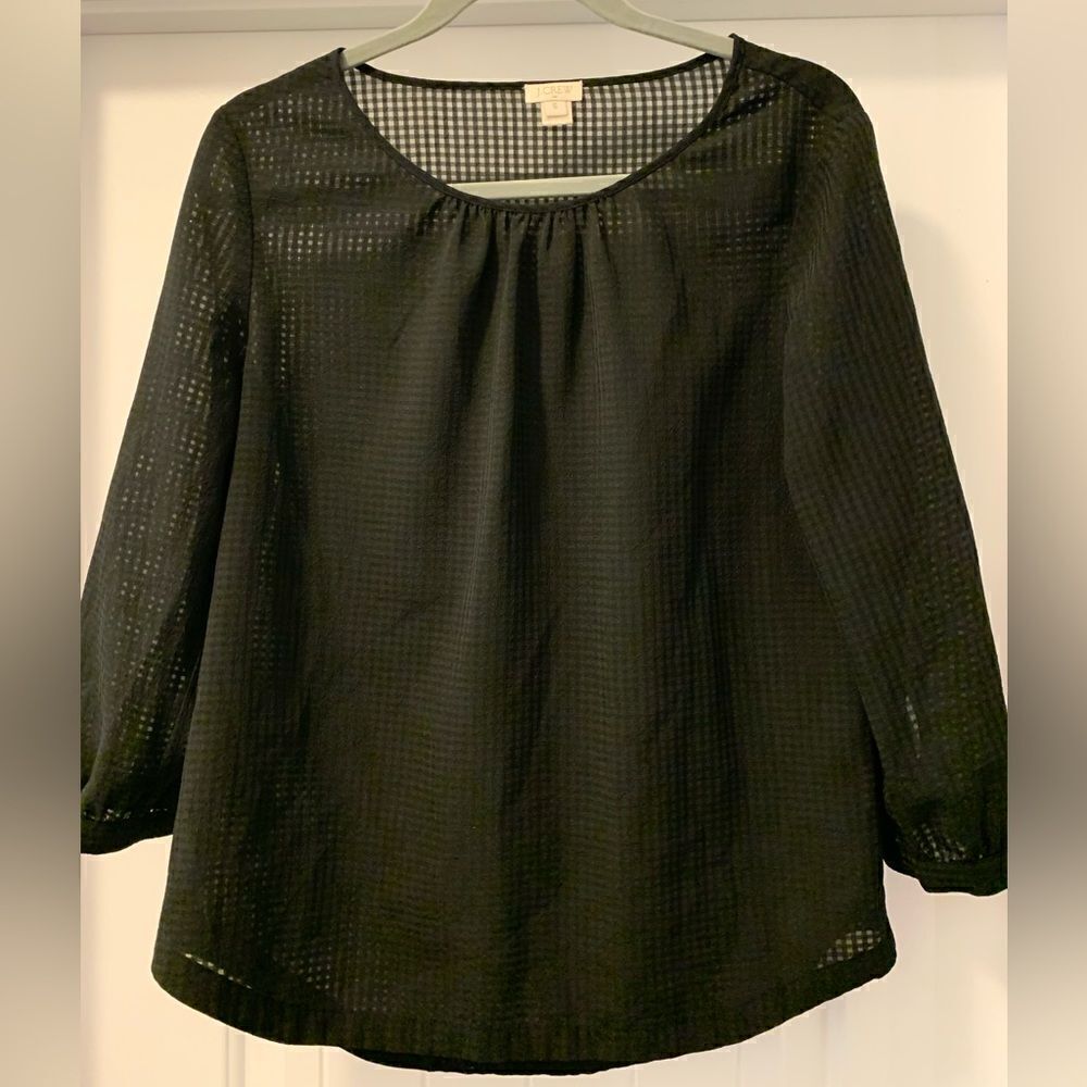 J. Crew Classic Black Top Size Small Gold Button Details at Sleeves